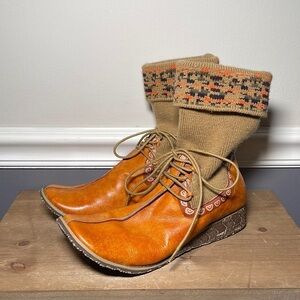 RARE & Unique Leather and Wool Boho Boots